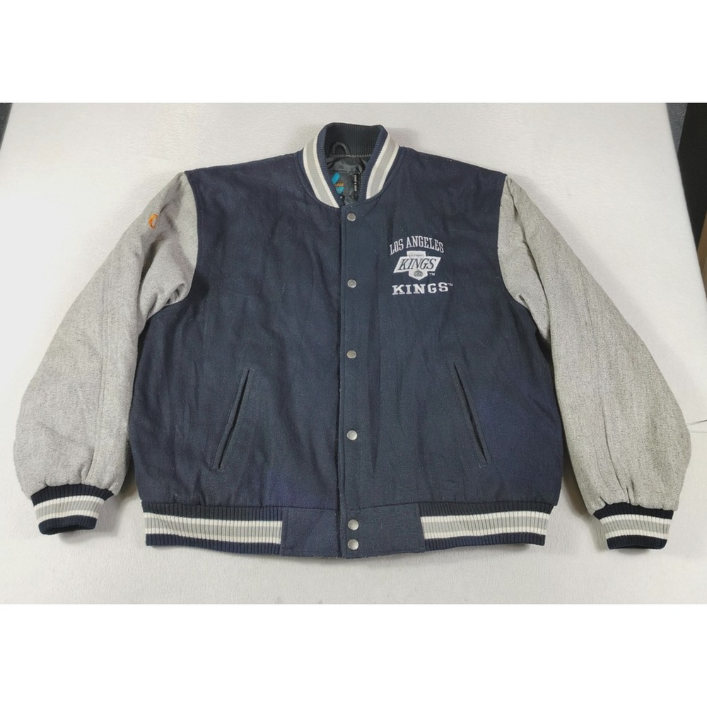 Vintage Los Angeles Kings Jacket Mens Large Blue NHL Hockey Athletic Wool 90s